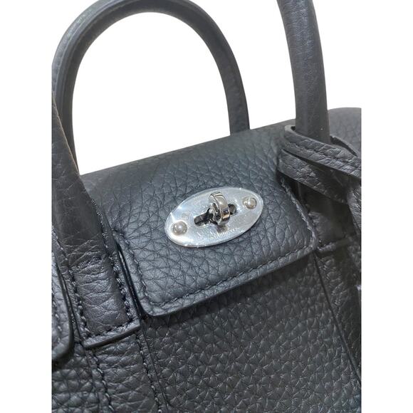 Mulberry Bayswater Mini Bag Top Handle Crossbody Heavy Grain Black Leather - Picture 9 of 11